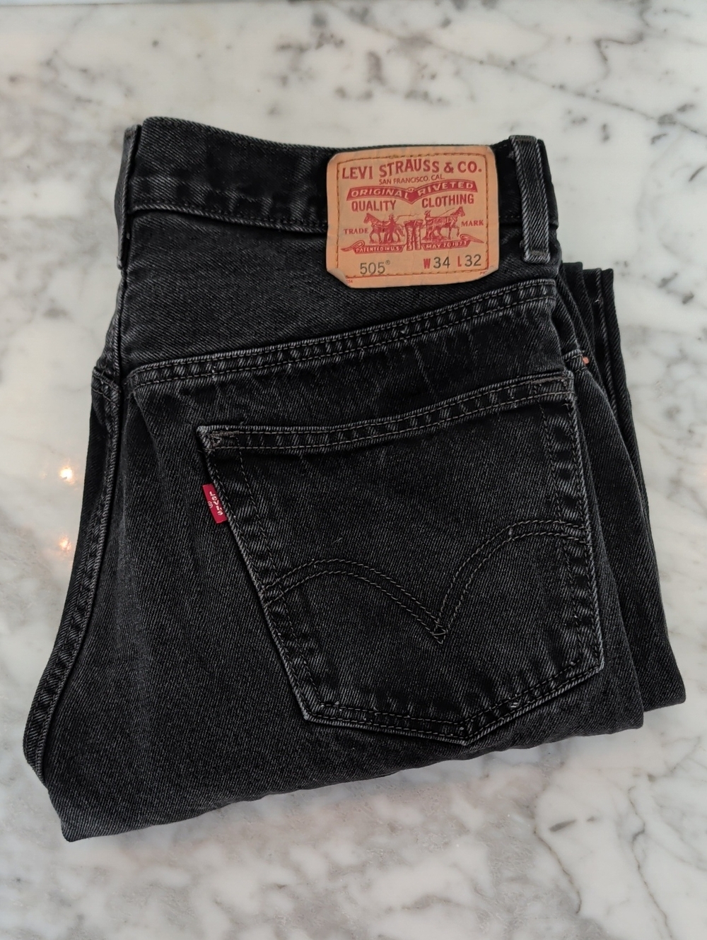 Levi's 505 Regular Fit Black Denim Jeans W34 L32